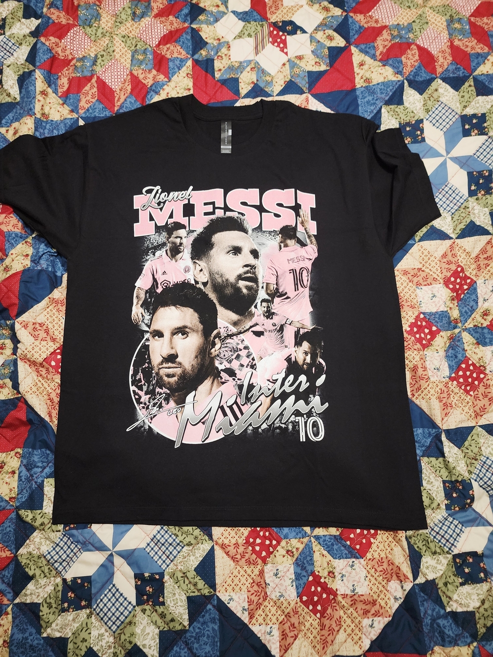 Element Men's Black Graphic Tee with Pink Messi Collage